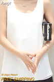 Korean Fashion Blouses Women White O-Neck Sleeveless Chiffon Vest Woman Tops Female Shirts 3XL Basic Solid Women