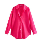 Fongt Street Fashion New Women's Clothing City Autumn Multi-Color V-Neck Casual Shirt