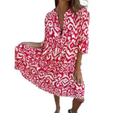 Fongt Women's Clothing Spring And Summer New Four-Sided Casual V-Neck Print Folded Lady
