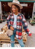 Fongt Net Red Autumn Street Temperament Long-Sleeved Collar Loose Women's Plaid Shirt Long Coat