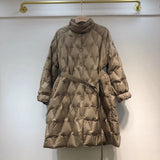 Standing Collar Light Down Jacket Female Minority Design Sense Korean Version Of The New Foreign Style Long Waist Diamond Particularly Set Tide-Outfit