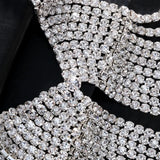 Tassel Rhinestone Crysta Chest Chains Women Hollow Out See Through Bra Top Summer Bikini Bodychain Party Crop