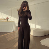 Fongt Summer New Women's Round Neck Solid Color Wide Leg Pants Commuting Leisure Suit Women