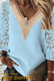 Petal Sleeve Lace Chiffon Blouse Women Fashion Elegant Spring Loose Hollow Shirt 2023 Casual Tops Lady Blusas Mujer