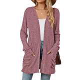 Fall / Winter 2024 Women's Knit Pocket Long Sleeve Casual Cardigan Coat-Outfit