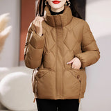 2024 New Cotton-Free Clothes Women's Short Thick Show Thin Down Cotton-Padded Jacket Korean Version Loose Standing Collar Small Cotton-Padded Jacket Coat-Outfit