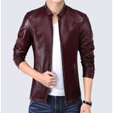 Leather Black Jackets Coat Men Slim Fit Mens Windbreaker Jackets Zipper Pocket Stand Collar British Vintage