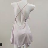 Fongt Mesh Spliced Pajamas 2025 New Spring And Summer Silk High-End Feel Bows Hollowed-Out Slinged Sling Skirt