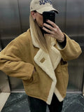 Fongt Women's Fashion For Autumn And Winter 2025 Loose Warm Retro Lamb Wool Coat D79245