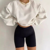 Fongt New Round Collar Splicing Long Sleeve Solid Color Basic Velvet Shirt