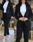 2PCS Pants Set Women Business Office Sets For Ladies Elegant Outfits Lapel Collar Fashion Blazer Suit Jacket and Pants