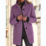 Fongt Autumn And Winter Women's New Ebay Retro Solid Color Button Collar Hair