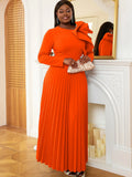 Fongt Round Collar Three-Dimensional Decorative Folds Skirt Styling Party Party High Waist Dress Dresses