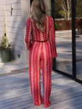 Fongt Women's Long-Sleeved Trousers Two-Piece Round Collar Crochet Girl Knitted Women 3051