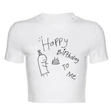 Fongt Simple Print T Women's Fashion Print Crop