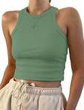 Fongt Women's New Women's Sexy Sleeveless Round Neck Rib Knit Vest Crop