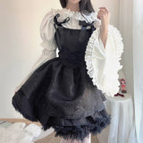 Autumn Goth Jacquard Cake Dress Dark Bow Robe Tunic Dresses Gothic Summer Vestido Feminino Speghetti Strap