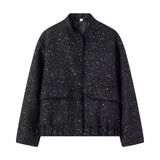 Fongt Women's Explosive Beads Decorated With Small Collar Jacket Jacket
