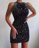 Fashion Hanging Neck Sexy Crystal Bead Bag Hips And Brighten