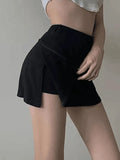 Lined Split Tennis Mini Skirt-Outfit