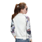 Women Jacket Brand Tops Flower Print Girl Plus Size Casual baseball Sweatshirt Button Thin Bomber Long Sleeves Coat