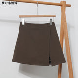 Irregular A-Word Fork High-Waist Skirt Short Skirt Women's Korean Dress Dress Dress