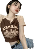 Vintage Logo Raglan Sleeve Crop Top-Outfit