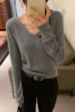 V-Neck Simple Ins Lazy Sweater A New Style Slim In Autumn And Winter Shows Lean Temperament And Wears A Sweater Inside-Outfit