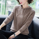 Knitted Hooded Sweaters For Women Classic Malhas Pullover Oversized Spring Fall Casual Knitwear Tops Sueter Sweatshirt