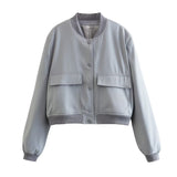 Fongt Women's ZA Autumn New Large Pocket Bomber Jacket