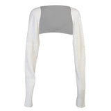 Fongt P Sexy Solid Color Ultra Short Long-Sleeved Sweater Coat-Outfit