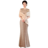 Fongt New Temperament Long-Term Cash Waist Fishtail Skirt Wedding Dress Elegant Gold Squine Mother Dress