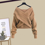 Winter Knitted 2 Piece Sets Women Long Sleeve Knitted Sweater And High Waist Mesh Long Skirts Sets For Women