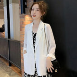 Fongt Chiffon Small Suit Coat Female Spring Summer New Korean Version Loose Design Sense Leisure Bask In Jacket Suit-Outfit