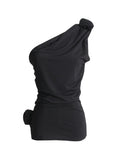 Fongt Temperament Famous Wind 2025 Spring New Three-Dimensional Flowers Sexy Black And White Shoulder Vest Topess