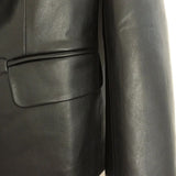 Fall Winter 2023 Designer Blazer Jacket Women's Lion Metal Buttons Double Breasted Synthetic Leather Blazer