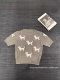 Fongt Puppies With Short-Sleeved Round-Neck Knitted Jersey Women 24 Spring And Summer New Age-Reduced Short-Sized T-Shirt Tops