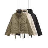Fongt Women's Explosive Standing Water Corrugated Cotton Clothes Cuffs Loose Coat