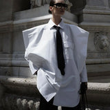 Autumn New Long Sleeve Lapel Shirt Women's Design Niche Tie White Shirt Vestidos-Outfit