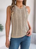 Shooting 2025 Summer Solid Color Jasmine Buttonless Sleeveless Top Resort Knitwear Women's