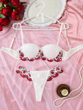 White Patchwork Lingerie Set-Outfit