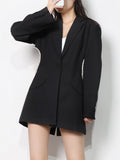 High Street Blazer For Women Notched Collar Long Sleeve Cut Out Solid Blazers Female Clothes Style New 2022