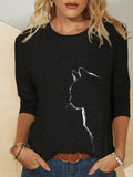 Knitted Leisure Long-sleeved Animal Print Round Neck Casual