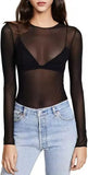 Fongt Short Long Sleeve Perspective Mesh T Shirt Shirt Female T Shirt Mesh Polyester