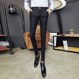White Men's Trousers British Slim Fit Casual Suit Pants Men Solid Mens Skinny Pencil Pants High Quality Men