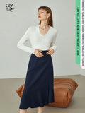 Office Lady White Yellow Black Loose Wool Sweater Women Autumn 100% Wool Thin Bottoming Sweater V-neck