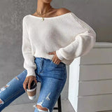 Fongt New Open Back Knit Sweater Long Sleeve Long Sleeve Knit Sweater Woman-Outfit
