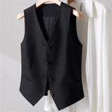 Fongt Vest Women's Vest Wearing 2025 Autumn Dress New Top Without Sleeves Short Shoulder Jacket Clip