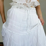 Stitching All Kinds Of Thin Rope Tie White Skirt 2023 Temperament Simple Half Skirt In Early Autumn-Outfit