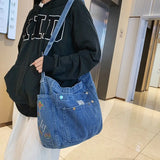 Aesthetic Denim Large Canvas Crossbody Bag-Outfit